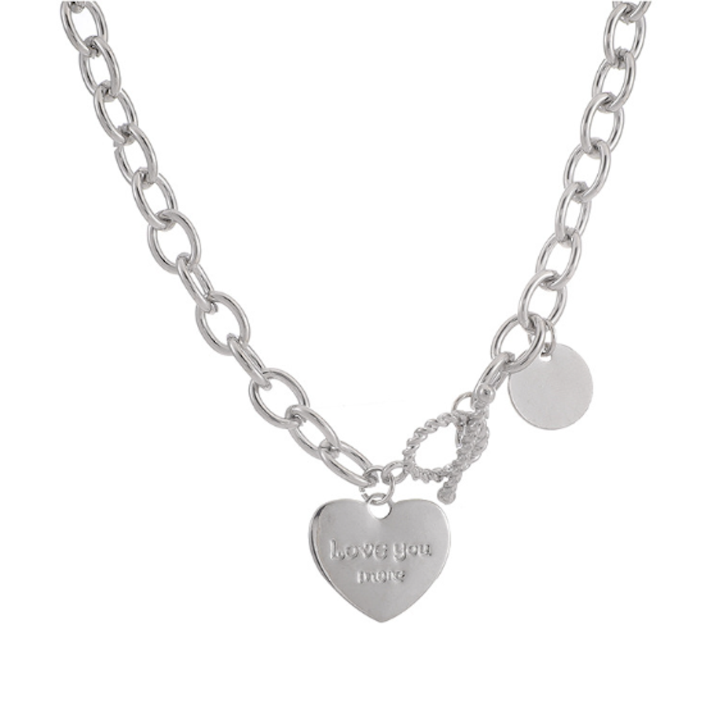 Womens Chain Necklace with Love You More Heart Shape Pendant
