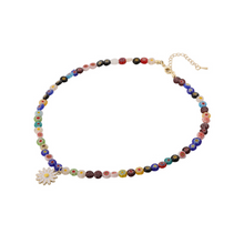 Load image into Gallery viewer, Womens Rainbow Beaded Necklace With Daisy Pendant
