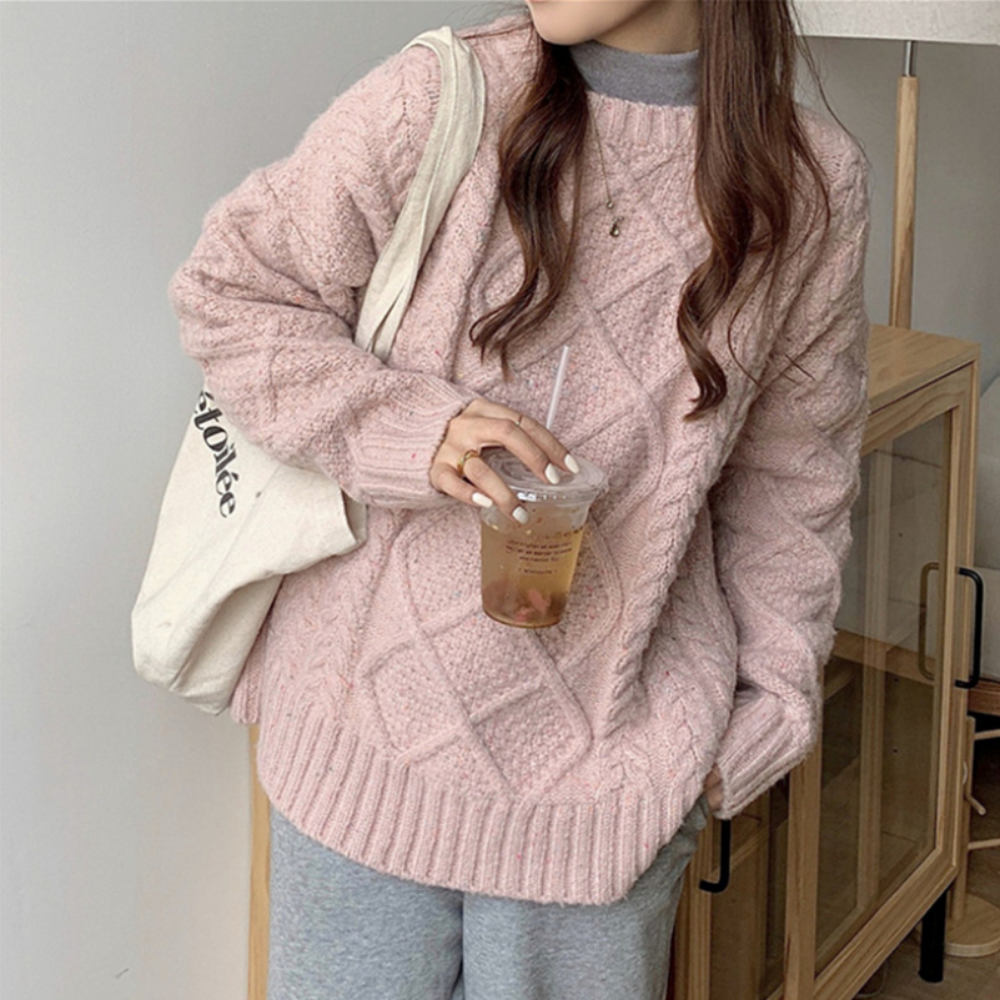 Round Neck Cable Knit Top AMU0042