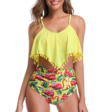 Load image into Gallery viewer, Yellow Flamingo Swimsuits Tankini Set
