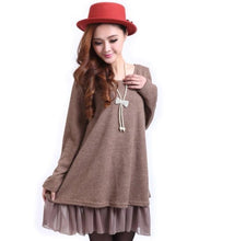 Load image into Gallery viewer, Layered Tunic Sweater Dress with Frill Trim
