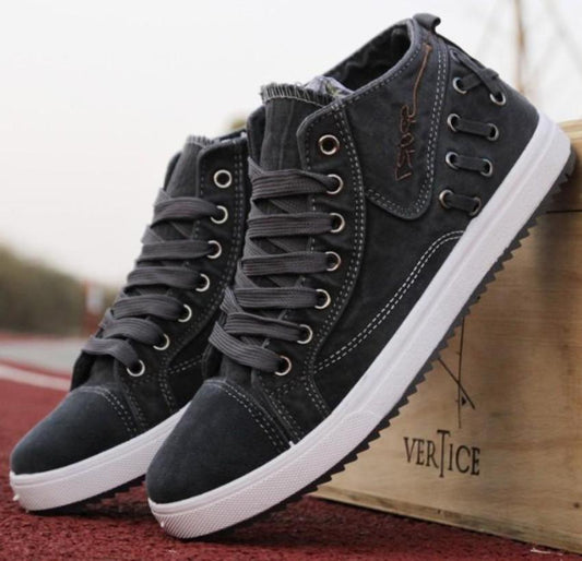 Mens Casual Lace Up Denim Sneakers