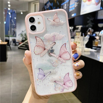 Butterfly Glitter Clear Case For iPhone