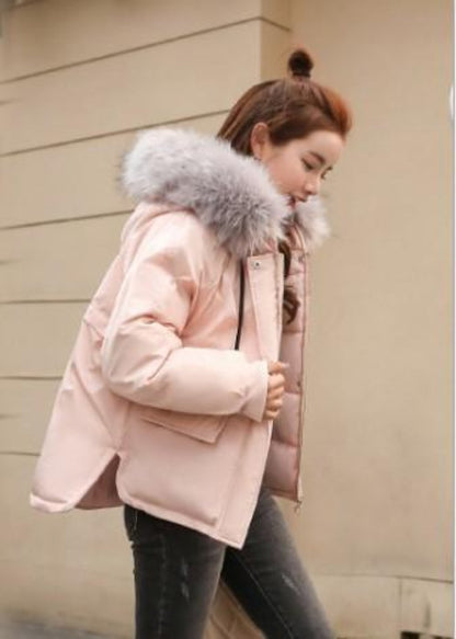 Womens Winter Short Puffy Coat with Hood
