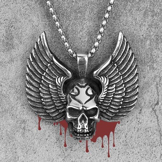 Gothic Skull With Wings Necklace
