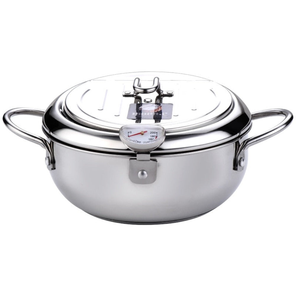 Japanese Cooking Frying Pot with a Thermometer
