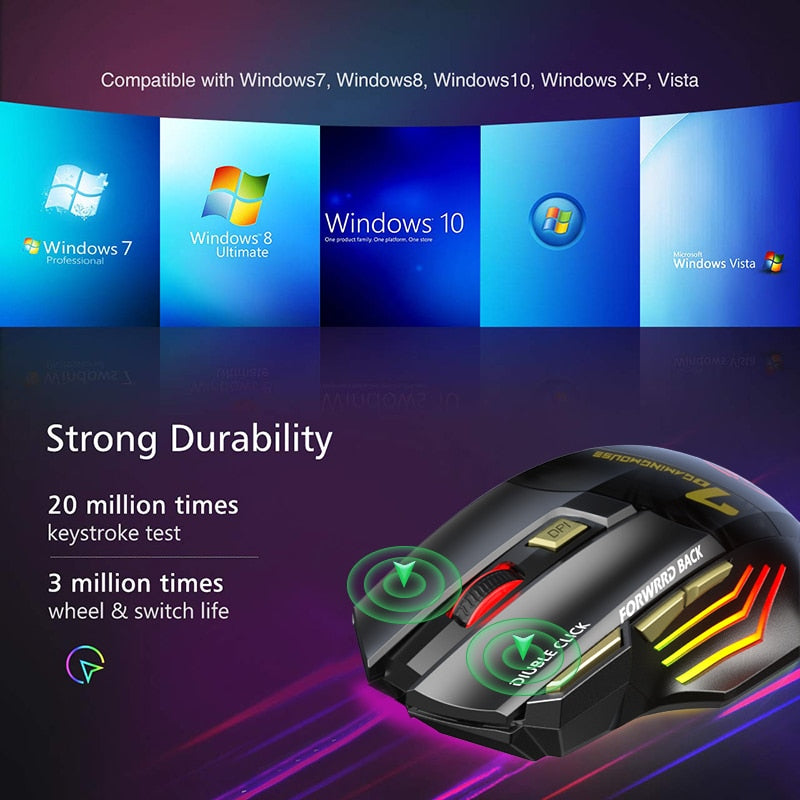 Bluetooth Wireless Silent Ergonomic Gaming Mouse