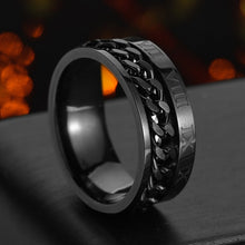 Load image into Gallery viewer, Mens Stainless Steel Rotatable Chain Style Black Ring
