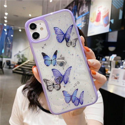 Butterfly Glitter Clear Case For iPhone