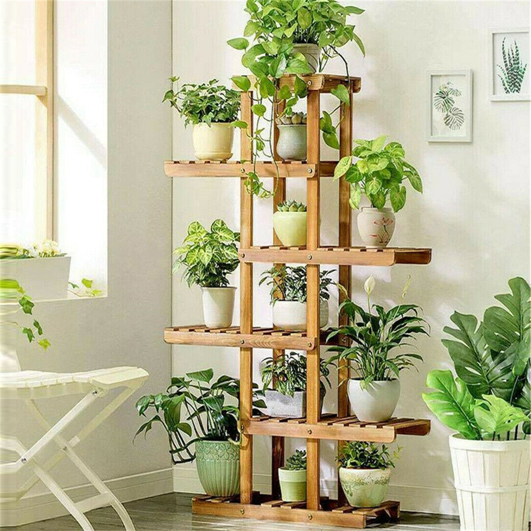 Indoor 6 Tier Wooden Plant Home Decor Stand