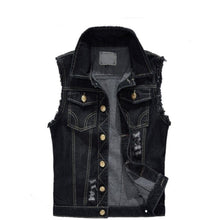 Load image into Gallery viewer, Mens Street Style Black Jean Vest
