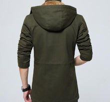 Load image into Gallery viewer, Mens Military Style Hooded Trench Coat

