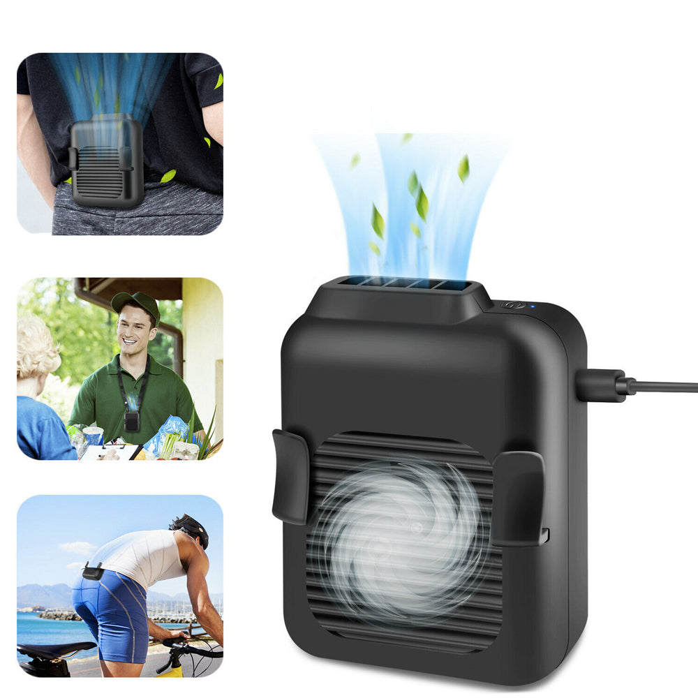 Portable Compact Cooling Fan Hanging Handsfree with Waist Clip