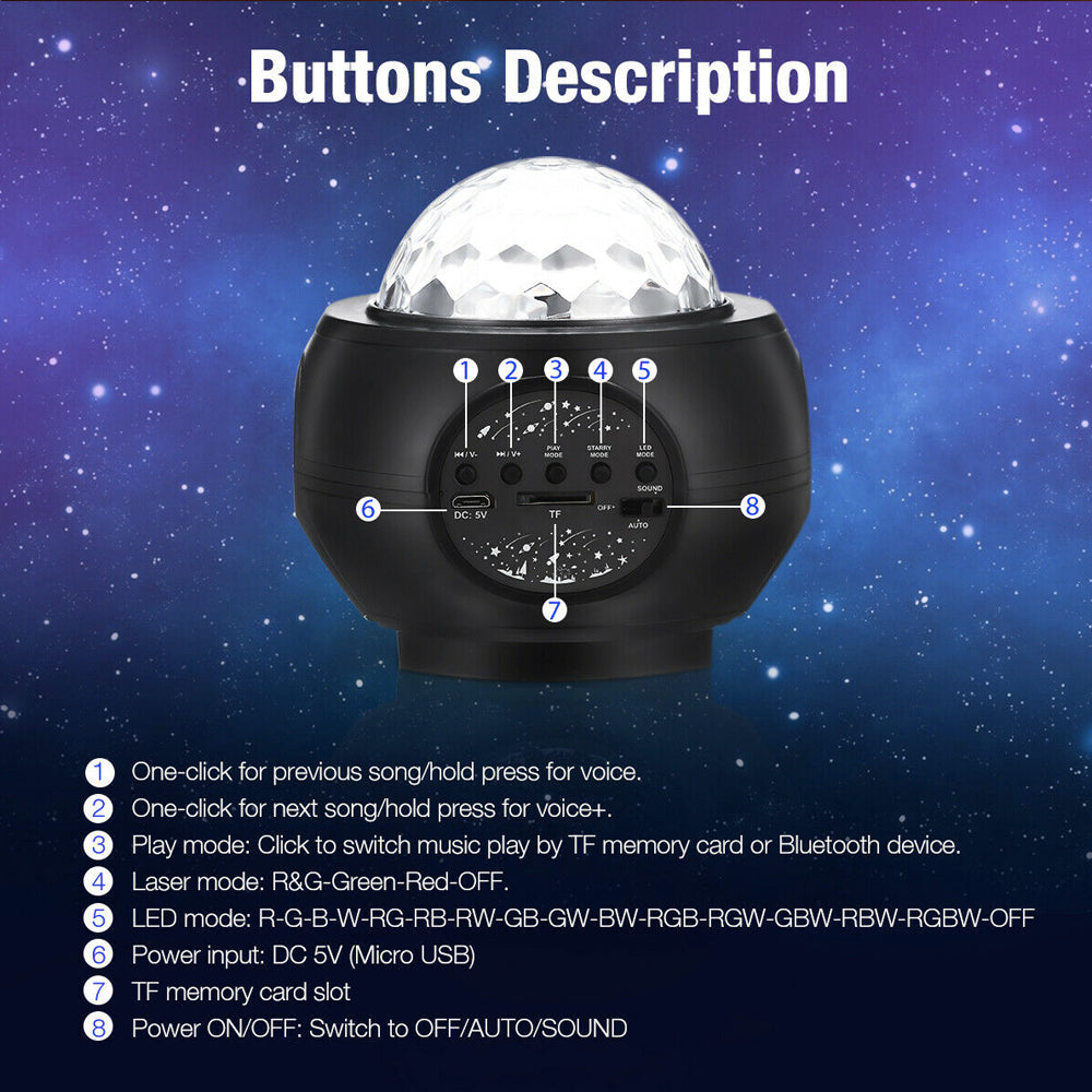 Outer Space LED Projector 32 Modes Bluetooth Speaker