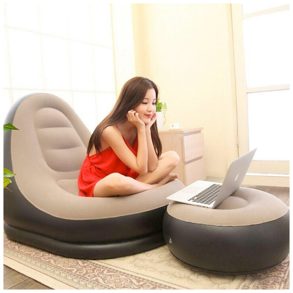 Inflatable Chair with Foot Rest Bean Bag Couch Set Large – Onetify
