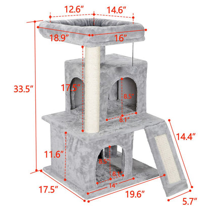 Cat Tree House Scratching Post with Ramp