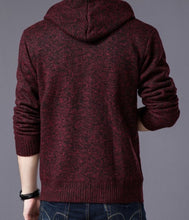 Load image into Gallery viewer, Mens Zipped Up Hooded Jacket in Red Wine
