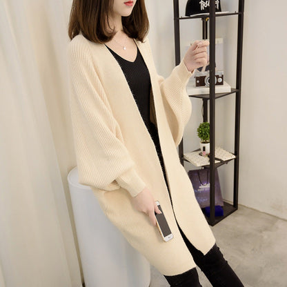Womens Open Front Knit Mid Length Cardigan