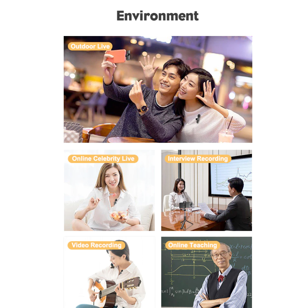 Mini Wireless Recording Microphone with Clip  2 Mics Set