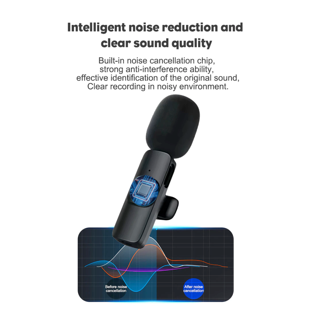 Mini Wireless Recording Microphone with Clip  2 Mics Set