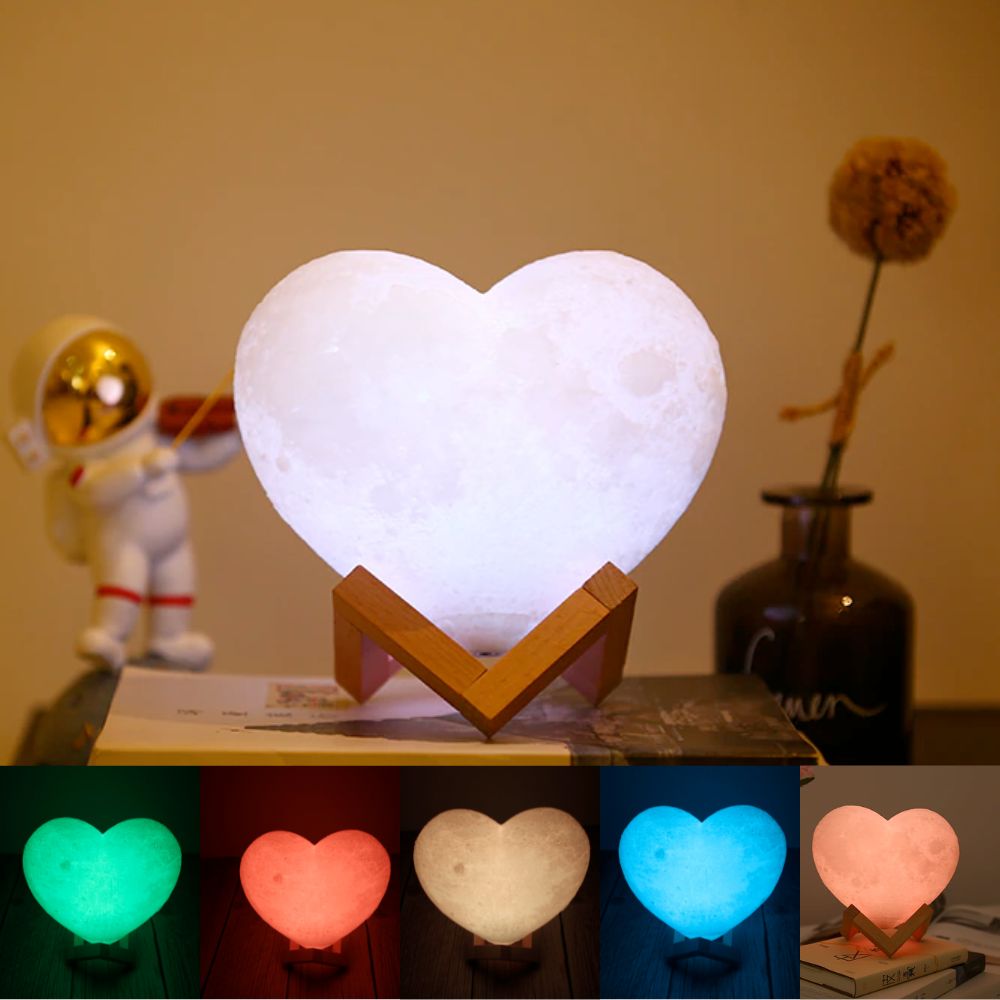 Luminous 3 PCS Headphone, Wireless Charging Station and Heart Shape Lamp Bundle