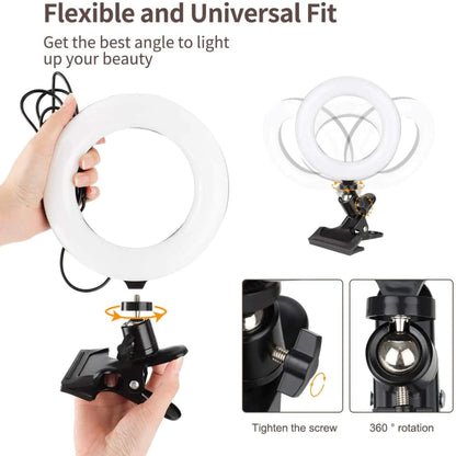 2-In-1 LED Ring Light Stand Clipon