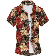 Load image into Gallery viewer, Mens Red Short Sleeve Floral Shirt
