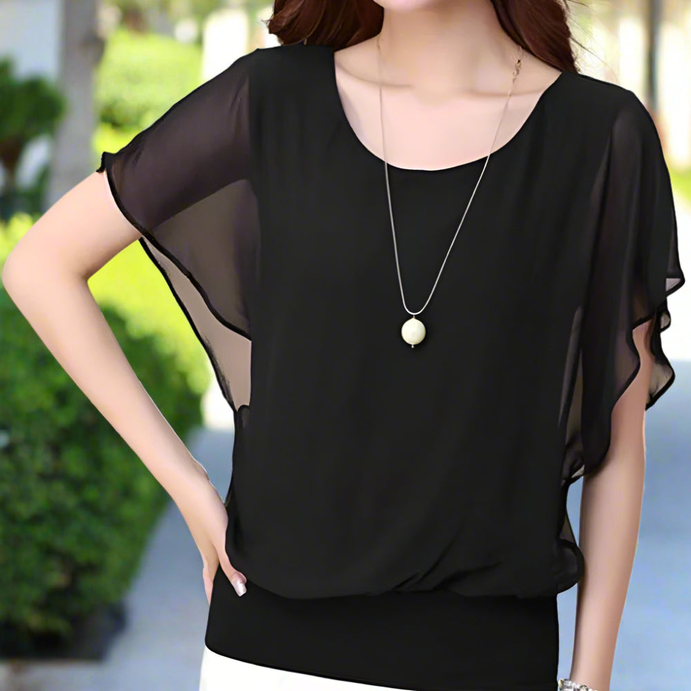 Womens Summer Chiffon Batwing Top