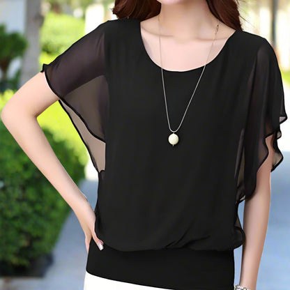 Womens Summer Chiffon Batwing Top
