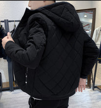 Load image into Gallery viewer, Mens Quilted Zipper Jacket with Hood
