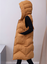 Load image into Gallery viewer, Womens Hooded Long Puffy Vest
