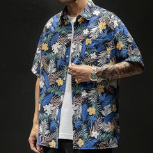 Load image into Gallery viewer, Mens Oversized Yellow Floral Short Sleeve Print Hawaiian Shirt
