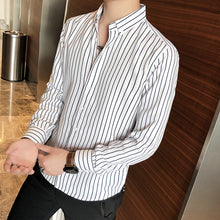 Load image into Gallery viewer, Mens Slim Fit Vertical Stripe Button Down Shirt
