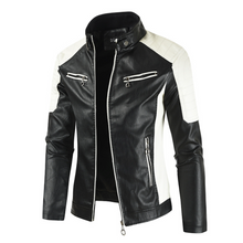 Load image into Gallery viewer, Mens Two Tones Biker Vegan Leather Jacket
