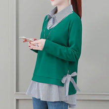 Load image into Gallery viewer, Womens Faux Double Layer Shirt with Side Bow
