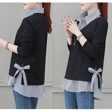 Load image into Gallery viewer, Womens Faux Double Layer Shirt with Side Bow
