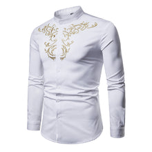 Load image into Gallery viewer, Mens Slim Fit Embroidered Floral Button Down Shirt
