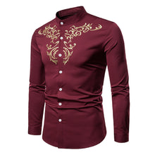 Load image into Gallery viewer, Mens Slim Fit Embroidered Floral Button Down Shirt
