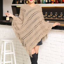 Load image into Gallery viewer, Womens Knit Poncho with Fringe
