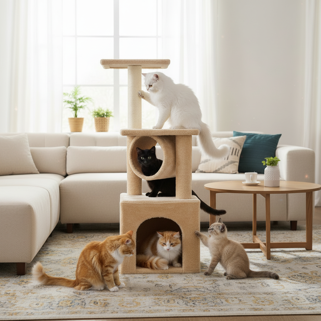 Cat Tree House Tower Scratching Bed Post