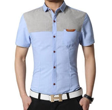Load image into Gallery viewer, Mens Denim Color Block Shirt
