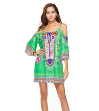 Load image into Gallery viewer, Summer Floral Green Flowy Drop Shoulder Dress
