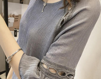 Quarter Sleeve Blouse with Cut Out Details