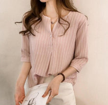 Load image into Gallery viewer, Womens Button Front Stripe Shirt
