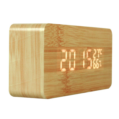 LED Wooden Digital Click with Temperature Display