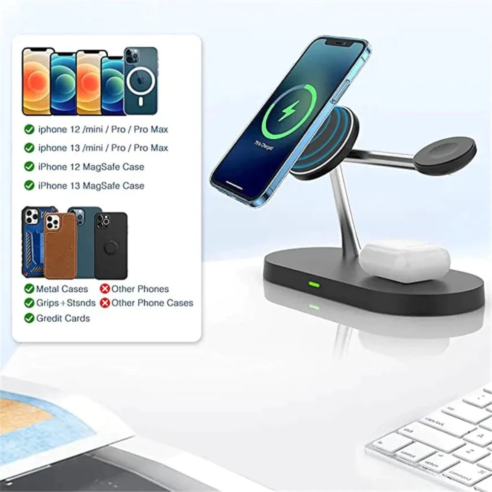 Magnetic Wireless Charging Station with Lamp for iPhone