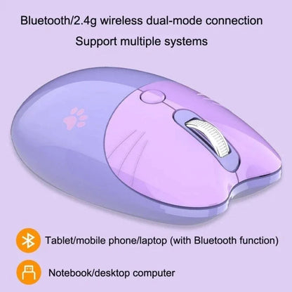 Cartoon Cat Theme Bluetooth with 2.4Ghz Wireless Mouse
