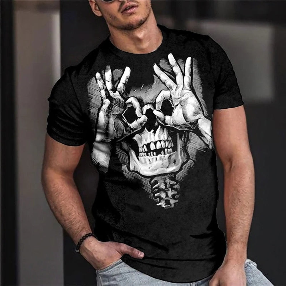 Men's Vintage Graphic Skull Theme T-Shirt
