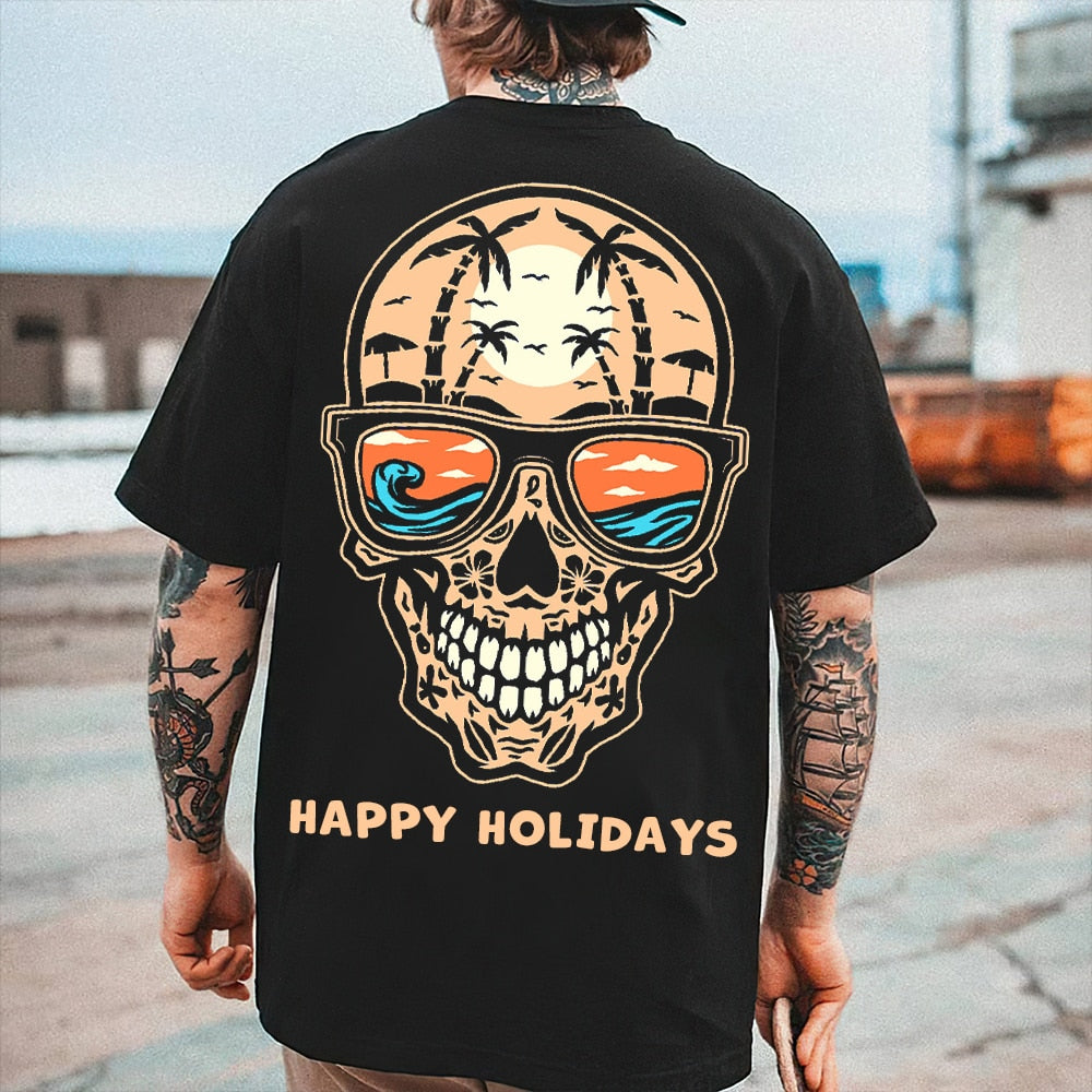 Mens Skull Beach Theme Variety T-Shirt