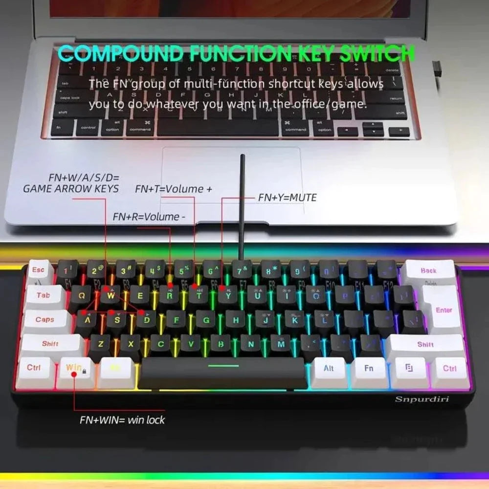 Onetify Floating Keycaps Compact Wired RGB Gaming Keyboard